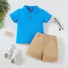 2025 Verão Casual Moda Infantil Meninos Polo Top Bolso Aba Dupla Calças Shorts Zíper Conjunto de Duas Peças