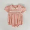 Vestido de Verano para Niña Estilo Nuevo Estilo Coreano con Ribete de Encaje Cuello Peter Pan Mameluco para Bebé Ropa Coordinada para Hermanas Niños