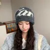 Gorro de punto de mezcla de lana para mujer, bloques de color, para otoño e invierno, cálido y moderno para exteriores, nuevo estilo, moda al por mayor