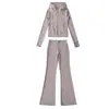 Chaqueta con Capucha y Cremallera para Yoga Fitness Protección Solar Corte Ajustado Pantalones Shark para Realzar Glúteos Adelgazantes Conjunto de Pantalones de Pierna Ancha hasta el Suelo