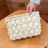 Nueva Bolsa de Maquillaje Cuadros Nube de Burbujas Portátil de Gran Capacidad Bolsa de Almacenamiento de Lona Textura de Alta Gama Clutch para Llevar