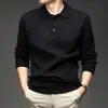 Suéter Tricot Jacquard de Manga Longa 2026 Novo para Homens, Camisa Base Quente com Gola Lapela Outono e Inverno, Roupa Masculina