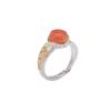 Anillo de plata de ley Yilu S925 bañado en oro con jade hetiano rojo del sur, jade de agua fina, diseño vintage de hierba Tang y diamantes.
