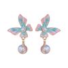 Pendientes de lazo rosa azul perla de moda para mujer Corea del Sur Pendientes de diseño súper hada pendientes de moda personalizados Nuevo