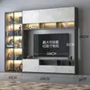 Conjunto Combinado de Rack de TV e Mesa de Centro de Luxo Leve Armário de Parede Moderno Minimalista Parede de Fundo da Sala de Estar Armário de TV Integrado Suspenso