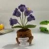 Tarjetas Positivas Transfronterizas Adornos de Escritorio para Muñecas Ramos en Maceta Plantas en Maceta Tejidas a Mano con Lana