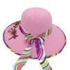 Verano Sombreros Nuevos para Mujer Viaje Sombrero Parasol a Prueba de UV Ala Ancha Estampado Ala Grande Sombrero de Punto para Mujer