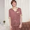 Pijama de seda de manga corta para hombre de primavera y verano, conjunto de ropa de casa de seda morera juvenil con estampado.