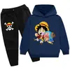 2025One Piece Estampado de Dibujos Animados Traje para Niños Sudadera con Capucha Sudadera + Pantalones Pb904