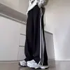 Pantalones a rayas rectos holgados versátiles de moda para hombre al por mayor de fábrica para otoño, pantalones deportivos juveniles para hombre