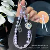 Pingente Criativo para Celular com Diamante Amor Corrente para Celular Cristal de Pujiang Trevo de Quatro Folhas Pingente Corrente para Celular Pérola Atacado