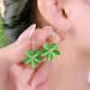 Pendientes de flor fresca elegantes de moda estilo coreano Ópalo verde súper de hada flor de cinco pétalos dulce clip para la oreja