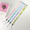 Lanyard para teléfono móvil de fideos de transferencia de calor de flores frescas pequeñas, dibujos animados, desmontable para el cuello, cuerda ancha, tarjeta de trabajo kt