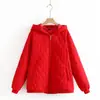 Chaqueta de Algodón con Capucha Talla Grande Invierno 2021 Chaqueta de Algodón Cuadros Diamante Manga Larga para Chicas Gordas Estilo Delgado 408