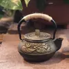 Sala de Modelos Casa de Té Estante Antiguo Juego de Té Decoración Suave Estilo Chino Nuevo Tetera Pequeña Creativa Olla de Hierro Fundido Adornos para Sala de Té