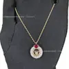Conjunto de Colar e Brincos Chopin Happy Diamond Series Ouro V High-End Rubi Diamante Único Corrente Simples Rotativa para Clavícula
