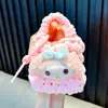 Porta-moedas Chaveiro Flor Tecida Mini Bolsa de Armazenamento de Lã para Meninas Outono e Inverno Pelúcia Pequenos Presentes Atacado