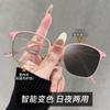Nuevo Armazón de Lentes Cuadrado Transfronterizo Metal Retro Montura Completa Montura de Ceja Moda para Hombre Cambio de Color Luz Anti-Azul Lentes Planos