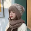 Gorro y Bufanda Todo en Uno Invierno para Mujer Gorro Tejido a Mano Doble Capa Engrosado Cálido y Antihielo Gorro Tejido para Madres de Edad Media y Mayores
