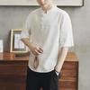 Camiseta de lino de manga corta para hombre estilo chino Verano Traje de algodón y lino para hombre Ropa Camiseta con hebilla estilo chino Top