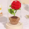 Regalo del Día del Maestro: Ramo de Flores de Hilo de Rosa, Planta en Maceta de Girasol Hecha a Mano para Maestros