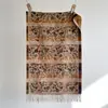 Lenço floral retrô elegante estilo étnico para mulheres, versátil para outono e inverno, com franjas, xale de cashmere sintético, capa de alta qualidade