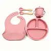 Set de Vajilla de Silicona Más Vendido Transfronterizo para Niños, Set de Alimentación de Ocho Piezas, Set de Entrenamiento para Comida de Bebé, Grado Alimenticio