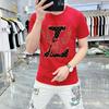 Camiseta de manga corta de verano para hombre, estilo europeo, moderna, con cuello redondo, informal, personalizada, ajustada, transpirable, fina y cómoda.
