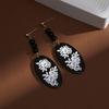 Pendientes de botón plateados estilo chino retro gota de agua orquídea flor ovalada pino cuadrado grulla aguja de plata pendientes para mujer pendientes de traje antiguo cheongsam