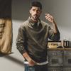 Jereno 420g suéter retro americano pesado para hombre, camisa polo de solapa suelta de primavera y otoño, top de otoño de manga larga para hombre
