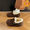 Botas de nieve Birkenstock forradas de polar para mujer, nuevos zapatos cálidos de algodón otoño/invierno 2026, zapatos peludos para exteriores, zapatos de invierno para mujer