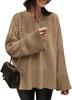 2023 Nova moda feminina da Amazon oversized gola redonda solta fenda lateral pulôver suéter de manga comprida