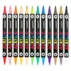 Pluma de arte para uñas de doble punta y doble color, juego de marcadores acrílicos de 24 colores, secado rápido, resistente al agua, apilable en color, bolígrafo para graffiti y delineado DIY