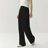 Calça Feminina de Cashmere Bai Cai Rong Outono/Inverno 2026, Malha Casual Fluida, Cobre o Quadril, Trançado Lateral, Calça Casual de Pernas Largas