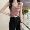 Camisola de Punto Rayada Colorida Ropa Interior de Mujer Verano 2025 Base sin Mangas Moderna Top Corto Chic