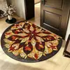 Tapete de Chão Meio Redondo de Lama Diatomácea com Padrão de Flores Retrô à Prova de Poeira Resistente a Manchas Tapete para Porta de Entrada Absorvente de Água Antiderrapante Tapete para Banheiro