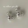 Ouni Brincos de Prata Esterlina S925 Coreana Coração Martelado Texturizado Doce Cool para Mulheres Estilo Ins Nicho Versátil Brincos de Alta Qualidade