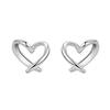 Aretes de Corazón Calado de Plata Esterlina S999 para Mujer Lujo Simple y Accesible Aretes de Corazón de Alta Gama para Mujer Aretes de Nicho Estilo Coreano para Mujer