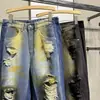 Jeans Azules Vintage Estilo High Street Americano Ajuste Delgado Cintura Alta Pierna Recta Acampanados para Hombre Pantalones Scimitar Adelgazantes