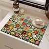 Tapete Drenante de Cocina de Tierra de Diatomeas Estilo Pintura al Óleo Estilo Americano, Tapete para Cafetera, Tapete Absorbente de Agua de Secado Rápido para Encimera, Tapete Antideslizante al por Mayor