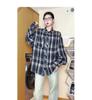 Camisa Xadrez Simples e Moderna Novo Estilo Elegante Harajuku Artística Combina com Tudo Feminina 2024 Novo Outono e Inverno Jaqueta Preguiçosa