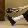 Zapatos Planos para Mujer Talla 32 Otoño e Invierno Forrados de Felpa 2025 Nuevos Retro Suela Gruesa Aumento Interno Slip-On Zapatos Pequeños de Piel para Mujer Talla Pequeña