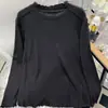 Camisa Básica Lisa para Mulheres Plus Size com Bordas Franzidas, Camiseta de Manga Longa, Gola Redonda, Nova Blusa Quente de Primavera