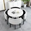 Mesa de jantar retrátil para apartamento pequeno, casa, loja, combinação de mesa e cadeira para negociação e mesa redonda para recepção