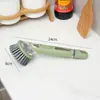 Nueva herramienta multifuncional para limpiar ollas con dispensador de líquido, dispensación automática de líquido, cepillo de cocina de mango largo para lavar ollas y platos