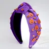 Diadema de Tela Nueva Europea y Americana para Halloween con Pedrería Combinada con Accesorios de Acrílico de Calabaza Nudo Moda Accesorio para el Cabello de Ala Ancha
