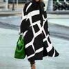 2026 Nuevo Otoño Transfronterizo Europeo y Americano Comercio Exterior Ropa de Mujer Amazon Abrigo Largo con Solapas de Manga Larga Abrigo Largo de Lana Estampado