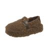 Zapatos de piel sin cordones para mujer, otoño e invierno 2024, cálidos, con forro polar y suela de algodón.