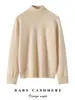 Suéter de Cashmere Consinee de Gola Alta para Mulheres, 100% Cashmere Puro, Caimento Solto, Emagrecedor, Suéter Básico de Tricô Simples e Versátil