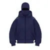 Sudadera con capucha de color claro de moda para primavera/otoño, para hombre, con forro polar, cremallera y diseño de capucha de doble capa